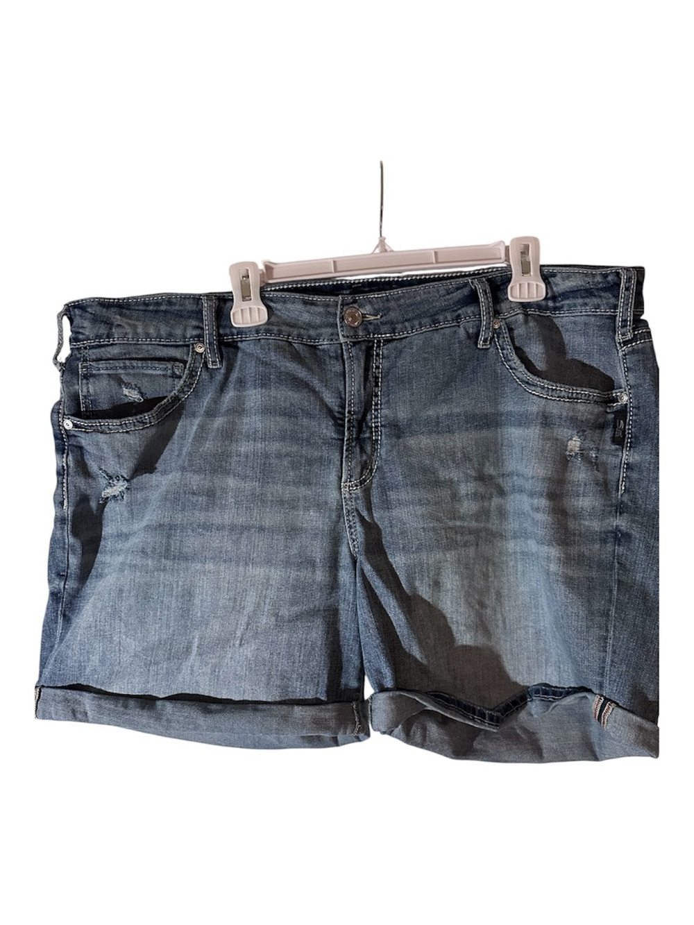 Silver Jeans Mid-Rise Washed Blue Denim Shorts